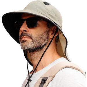 TOP-EX /L/XL Unisex Mens Sun Hat with Neck Flap Sunglass Lock UPF 50 Wide Brim Fishing Hats Waterproof & Packable