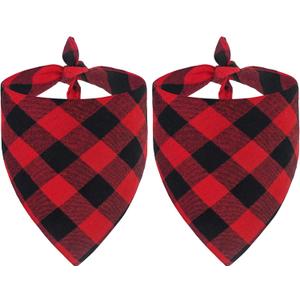 Malier 2 Pack Dog Bandana Christmas Classic Plaid Pet Bandana Scarf Triangle Bibs Kerchief Set Pet Costume Accessories Decoration for Small Medium Large Dogs Cats Pets