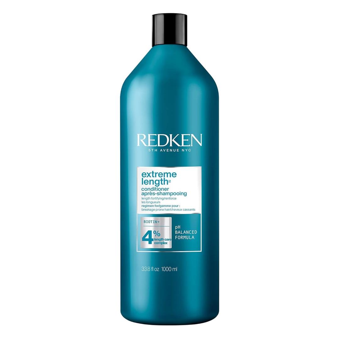 Redken Extreme Length Biotin Conditioner For Longer Hair Promotes Healthy Hair Growth, Strengthens & Detangles Damaged Hair, Infused With Biotin & Castor Oil