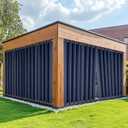 HDCAXKJ Waterproof Outdoor Curtains for Patio with Zipper Top & Bottom Grommet Thermal Privacy Drapes 2 Panels Gazebo Outside Blackout Curtains for Porch Pergola Backyard, 110" W x 108" L, Navy, Was used