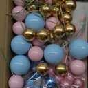 ASTARON 50 Pcs Ball Cake Topper Sticks Mini Balloons for Cake Decorating Supplies Foam Balls Cake decorations for Baby Shower Cake Birthday Cake Toppers Decorations (Pink Blue Series)