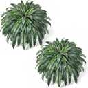 55" Fake Ferns, Set of 2 Artificial Ferns for Outdoors Large, Artificial Boston Ferns with 111 Fronds for Garden Porch Home Spring Decor