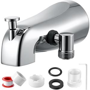 Enhon Tub Spout with Rear Diverter, Bathtub Spout Fitting 1/2-Inch or 3/4-Inch IPS, 5-1/4 Inch Length Bathroom Bathtub Faucet with Adapter (Chrome,Side-Mount Handheld Shower Fitting)