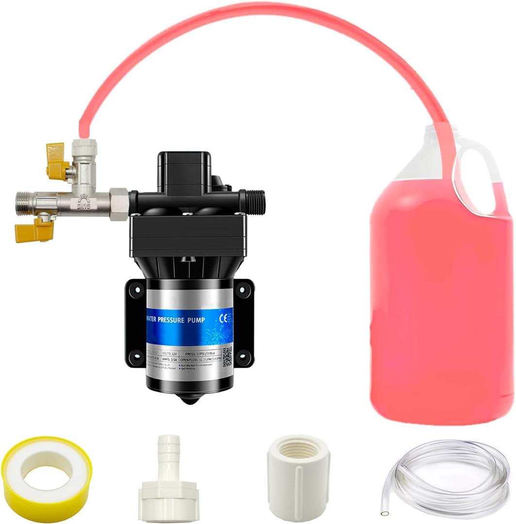RV 3-Way by-Pass Winterizing Waterizing Water Systerm Antifreeze Pump Converter Kit, RV Water Pump Valves Replacement, 1/2" NPT