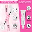 Lash Cluster Glue Set - 150H Strong Hold Waterproof Adhesive Eyelash Glue,Bond & Seal 2x5ml+5ml + 1x0.24oz Lash Glue for DIY Cluster Lashes, Home Use, Beginners & Pros (White, 3-Pack)
