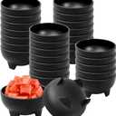 28 Pack 10.6 oz Mexican Salsa Bowls, Small Guacamole Containers, Plastic Salsa Bowl for Serving Parties, Chips, Dip, Nuts, Candy, and Sauce Set (Black)