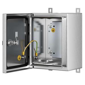 Stainless Steel Enclosure, IP65 Waterproof Electrical Box for Indoor and Outdoor Projects, Includes Mounting Plate and Wall Bracket 250200150mm (10"8"6") Stainless Steel Enclosure, IP65 Waterproof Electrical Box for Indoor and Outdoor Projects, Includes Mounting Plate and Wall Bracket 250200150mm (10"8"6")