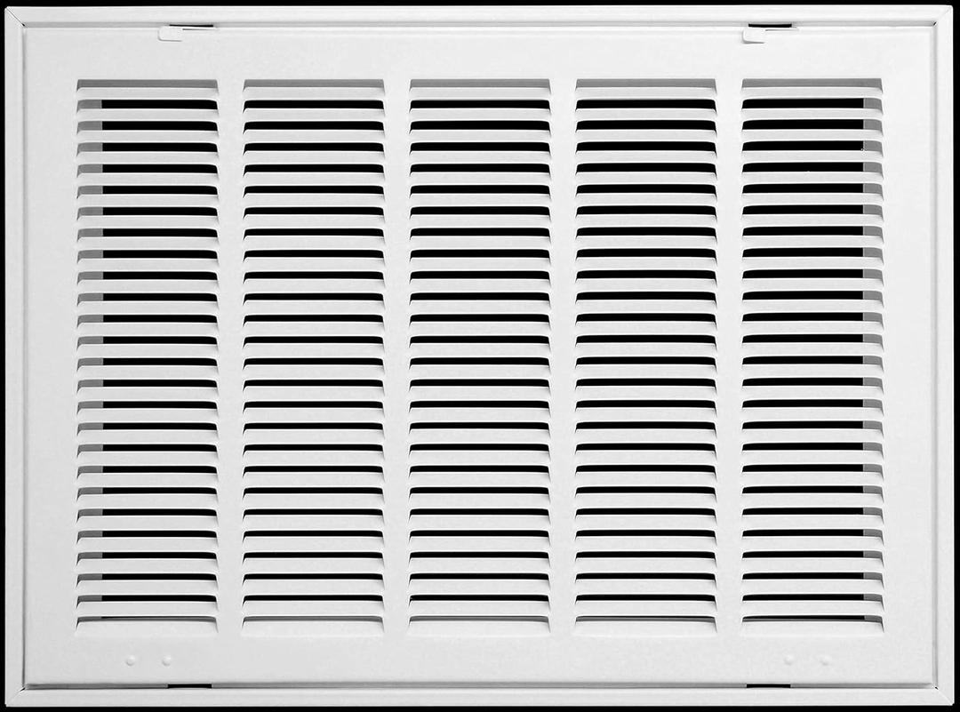 HVAC Premium 20" X 14 Steel Return Air Filter Grille for 1" Filter - Fixed Hinged - HVAC Duct Cover - Flat Stamped Face - White [Outer Dimensions: 22 5/8" X 16 5/8"]