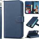 ULAK Compatible with iPhone Wallet 14 Case, Premium PU Leather Flip Cover with Card Holder Kickstand Feature Protective Phone Case Designed for iPhone 14 2022 6.1 Inch, Navy Blue