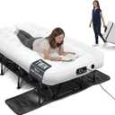 Ivation EZ-Bed (Twin) Inflatable Air Mattress with Frame & Built-in Pump - 3 Min Self Inflate/Deflate - Raised Blow up Bed with Legs, Auto Shut Off, Premium Coil Design, Wheeled Portable Case