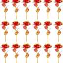 20PCS Artificial Colorful Flowers Galaxy Rose Crystal Flower Glass Rose Gifts for Wedding, Mother' s Day Memorable Days, Red