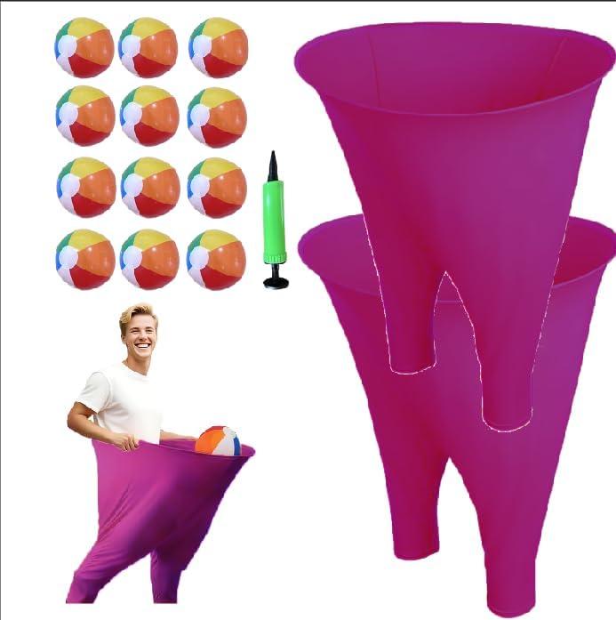 Granny Pants Yard Game Sets(2Pcs), Granny Pants Outdoor Games for Adults and Family, Party Field Day Games with 12 Bouncy Balls, More Balls for Backyard Park Beach (Pink)