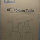 Byliable Folding Table 6ft Portable Heavy Duty Plastic Fold-in-Half 6 Foot Foldable Table Utility Dining Indoor Outdoor with Carrying Handle for Camping Picnic and Party, Black