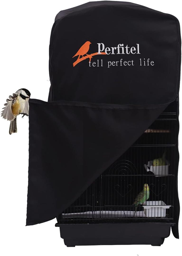 Bird Cage Cover(Black) Good Night Birdcage Cover Black-Out Birdcage Cover Durable Breathable Washable Material (18.1Lx14.1Wx36H)