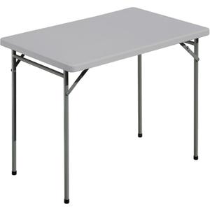 Folding Table 3ft Rectangular All-Occasion Plastic Folding Event Table for Indoor and Outdoor, Portable Desk, Camping, Durable and Stable, HDPE and Steel, Wide Application, Grey