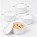 Mini Dutch Oven Set of 4, 15 oz Ceramic Mini Dutch Ovens with Lids and Handles, Ramekins with Lids for French Onion Soup, Pot Pies, Souffls and Baked Desserts, Oven Safe, Microwave and Dishwasher Safe, Mini Cocotte