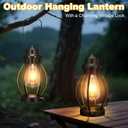 Battery-Powered LED Lanterns Vintage Lights for Camping, 2 Pack Rechargeable Lantern with Dimmerble Warm White Edison Bulb, Waterproof Hanging Light Table Lamp for Outdoor & Indoor Decorative