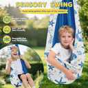 2 in1 Sensory Swing Set for Kids, X-Shaped Frame 330 lbs | 2 Swing Options, 25mm Diameter Steel Frame, Rubber Foot Pads, Indoor Outdoor Autism Swing for Kids Adults(Fish Print)