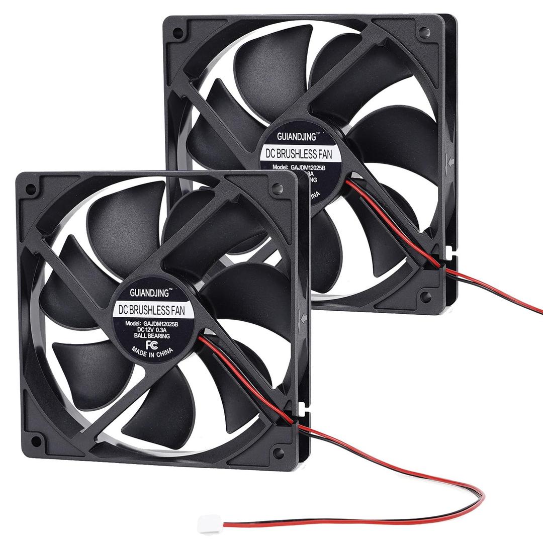 12025 Cooling Fan 120mm x 120mm x 25mm DC 12V 2Pcs Dual Ball Bearings Brushless 2Pin XH2.54 2700RPM