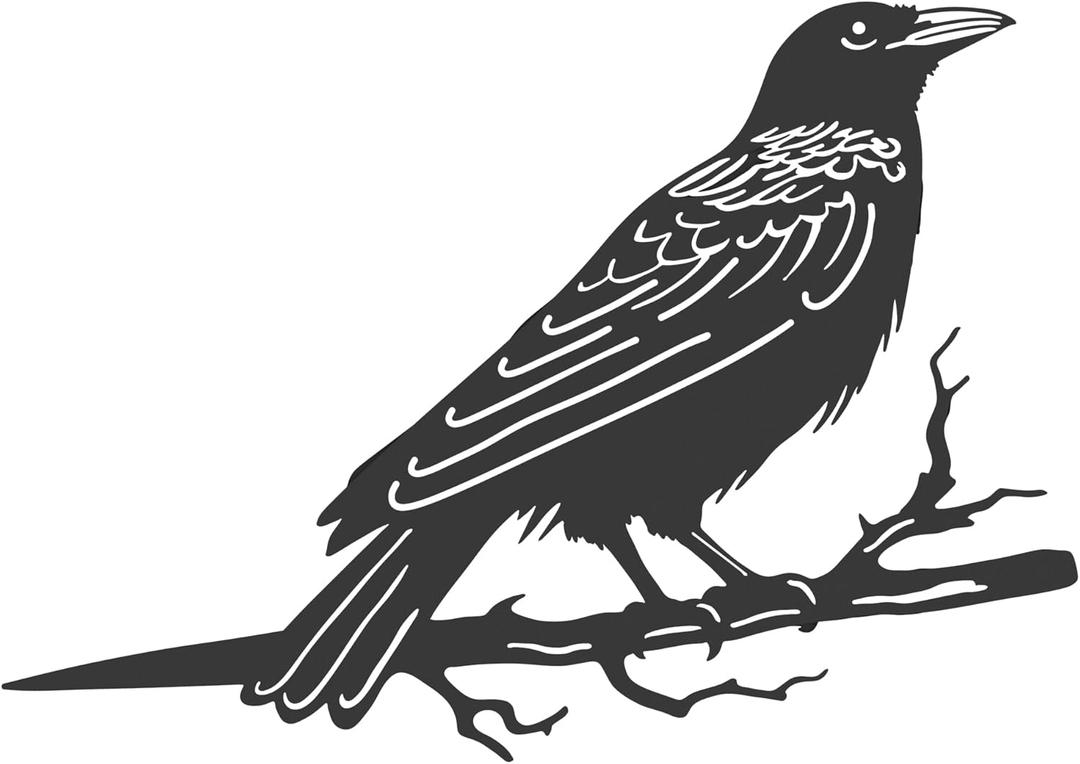 Metal Bird Decor, Gifts for Mom, Artistic Raven Silhouette, Metal Garden Ornament, Outdoor Tree Decorations  A Remarkable Yard & Lawn Decor  Raven (Black) (Rust-proof Black)