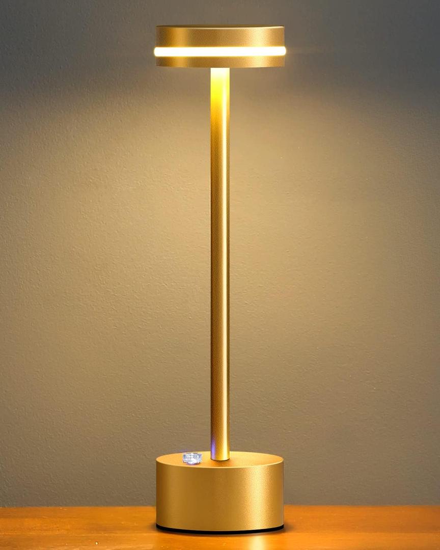 Table Lamps with Touch Control,Cordless Battery Operated Led Desk Lamp,3-Level Brightness Portable Table Lamp,for Living Room Office Bedroom Dormitory Restaurant Camping.