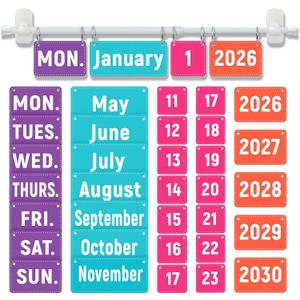 2-in-1 Magnetic Flip Calendar for Classroom with Optional Adhesive Fixation