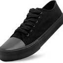 Unisex Low Top Lace Up Casual Canvas Shoes for Women and Men, Comfortable Lightweight Classic Fashion Sneakers Popular 2026, Zapatillas Casual De Lona De Moda para Hombre Y Mujer (All Black) Size 10