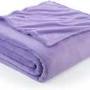 Hansleep Fleece Lilac Twin Blanket, Super Soft Flannel Fuzzy Plush Cozy Blanket for All Seasons, Lilac, Twin 60x80 Inches