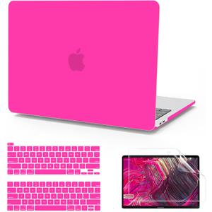Anban Compatible with MacBook Pro 13 inch Case 2025 2024 2023 M2, 2022-2016 M1 A2338 A2251 A2289 A2159 A1989 A1708 A1706, Plastic Laptop Hard Shell Case +Keyboard Cover +Screen Protector, Hot Pink