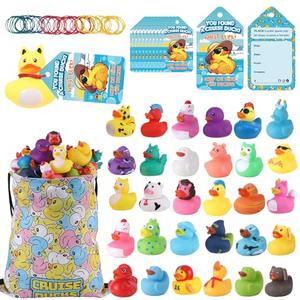 Prudiut Cruise Rubber Ducks Kits 30 Pcs Assorted Cruising Duck with 30 Cruise Ducks Tags and 40 Rubber Bands with Duck Storage Bag for Cruise Ship Hiding Essentials