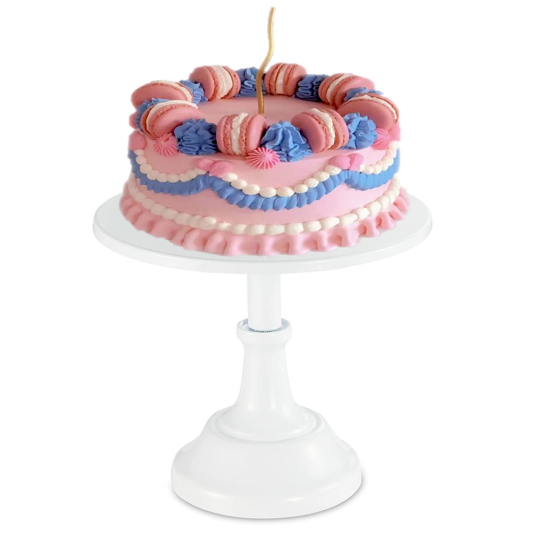Distlety White Cake Stand 10 inch Round  Cupcake Stand  Metal Cake Holder Stand for Wedding Reception Birthday Party Graduation Ceremonies Family Gatherings and Other Events