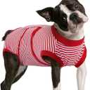 FUAMEY Dog Recovery Suit Male,Dogs Surgery Neuter Suits Puppy Spay Shirts for Female Protect Dog's Skin Anti Licking Abdominal Wounds Doggie Onesie Pet Bodysuit Alternative to Cone Red Stripes M (M (Back:13.4-16.1'', Weight:14-25 LB))