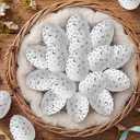 Qunclay 24 Pcs Easter Egg Decorations 2.4 in Plastic Rhinestone Eggs White Elegant Vase Filler and Basket Stuffer DIY Craft Supplies for Easter Gift Spring Wedding Party Vase Home Decor (Glitter)