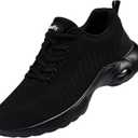 Tinefiy Steel Toe Shoes for Women Lightweight Safety Shoes Air Cushion Comfortable Slip Resistant Indestructible Womens Puncture Proof Work Shoe (Size 7, Black)