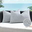 Artscope Outdoor Waterproof Throw Pillow Covers 12x20 Inch Decorative Linen Outdoor Pillows Cushion Case for Patio Couch Sofa - Blue Grey