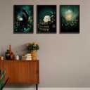 3Pcs Dark Academia Canvas Wall Art Moody Victorian Woman Reading Book Pictures Wall Decor Mystical Gothic Vintage Halloween Posters Prints for Bedroom Living Room Home Decoration(Frameless)