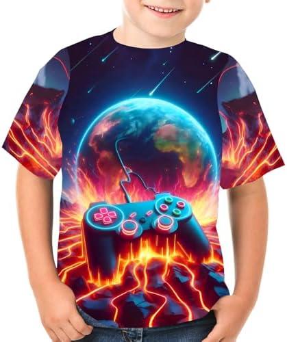 Boys Girls 3D Graphic Tees Unisex Short Sleeve T Shirt Novelty Neon Shirts for Boys 5-14 Years