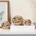 Wenqik Gold 3 Pcs Knot Decor, Chain Link Coffee Table Bookshelf Decor Accents, Entry Table Ceramic Aesthetic Minimalist Decorative Objects for Modern Home Living Room Decoration 3 Sizes