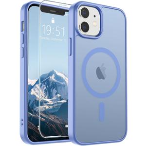SUPFINE Magnetic for iPhone 12 Case/iPhone 12 Pro Case (Compatible with MagSafe)(Military Grade Drop Protection) Slim Translucent Matte Shockproof with Anti-Fingerprint Phone Case,Blue Purple