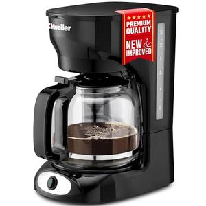 Mueller 12-Cup Drip Coffee Maker - Borosilicate Carafe, Auto-Off, Reusable Filter, Anti-Drip, Keep-Warm Function, Clear Water Level Window Coffee Machine, Kitchen Essentials & Accessories