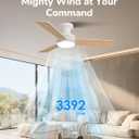 Orison 42-Inch Ceiling Fans with Lights, Low Profile, Flush Mount, Features RGB Backlight, Dimmable Lighting, 6 Speeds, 3 Reversible Blades, Remote and App Control, White
