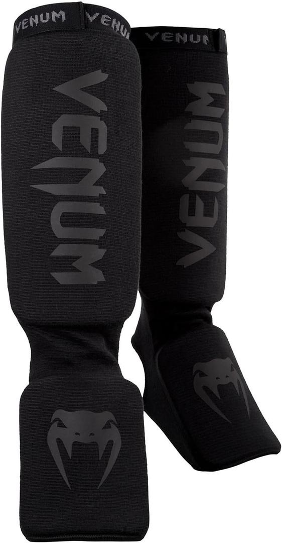 Venum Kontact Shinguards - Black/Black, One Size