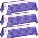 Oudain 3 Pack Spider Theme Birthday Decorations Halloween Purple Black Red Green Pink Web Bat Tablecloth Cartoon Table Cover Party Favor for Birthday(Spider,Web,Purple)