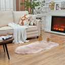EasyJoy Ultra Soft Fluffy Shaggy Area Rug Faux Fur Rug Chair Cover Seat Pad Fuzzy Area Rug for Bedroom Floor Sofa Living Room (2 x 4 ft Sheepskin, Pink)