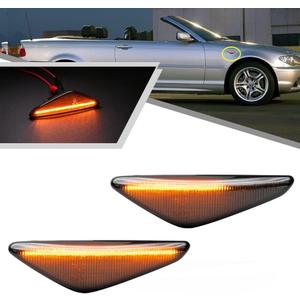 2Pcs Dynamic Blink Amber LED Side Marker Light For BMW 3 Series E46 Coupe Convertible LCI 323Ci 325Ci 328Ci 330Ci 2004-2006 Fender Turn Signal lights Smoked Lens