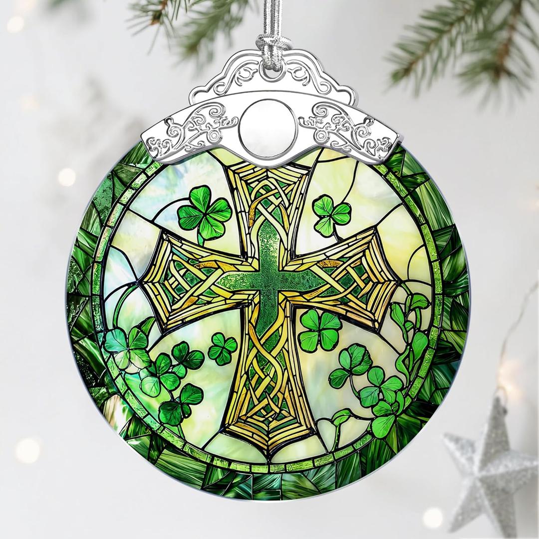 3 x Stained Glass Cross Ornament, Christmas Ornaments, Christmas Decorations for Tree, Holiday Ornament, Religious Gifts, Cross Gifts, Gift Ideas & Christian Gift