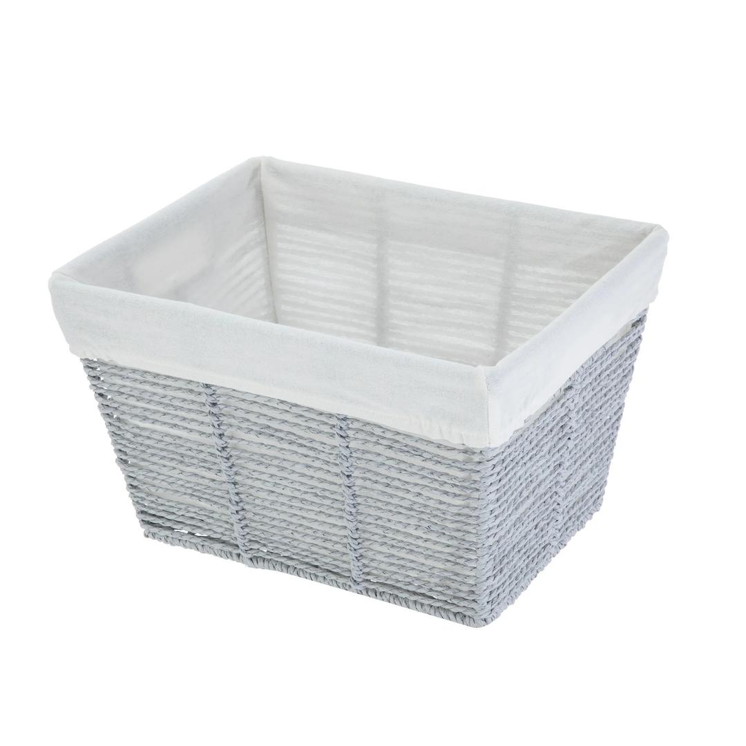 Wicker Basket Set, 3 Pieces, Light Grey