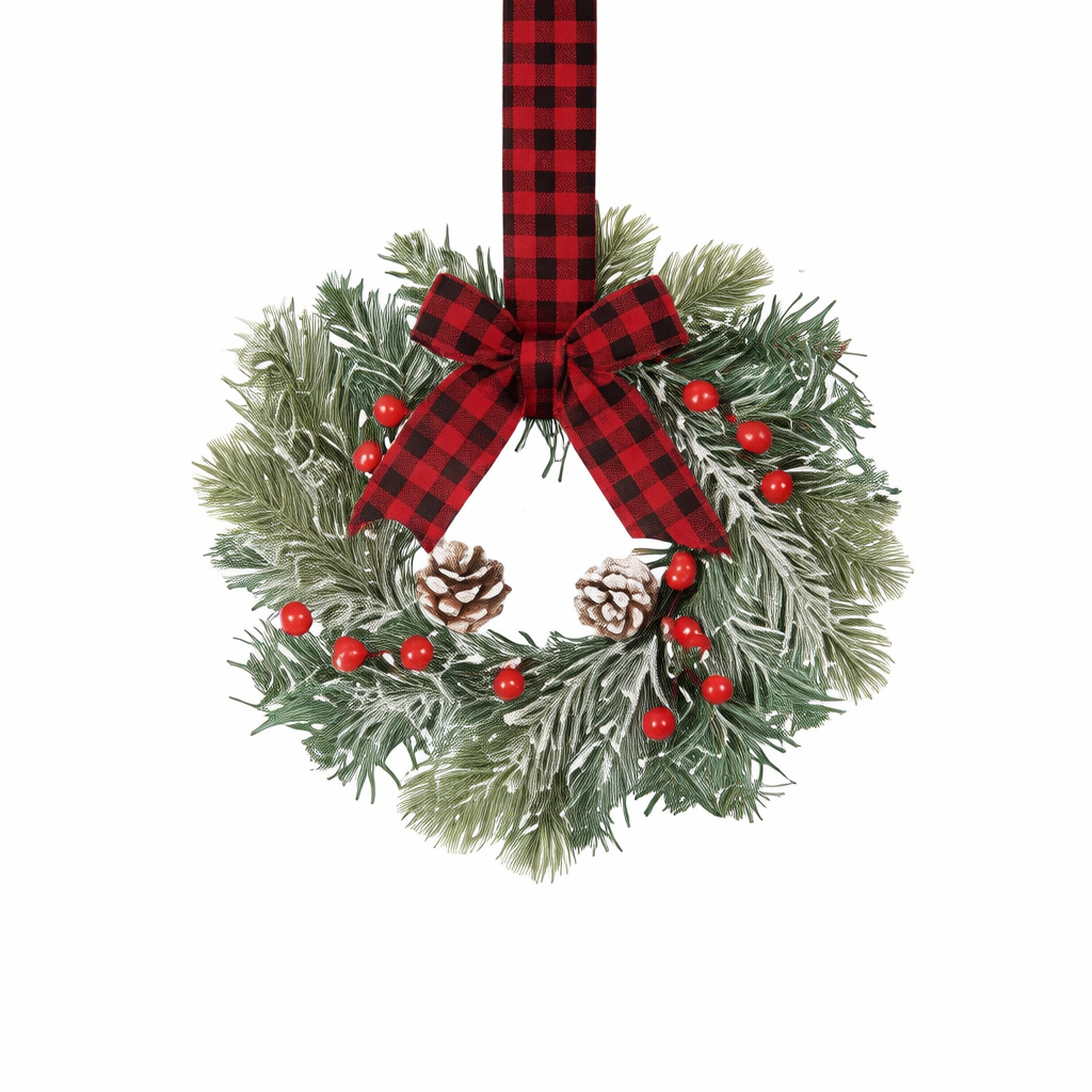 Mini Christmas Wreaths for Kitchen Cabinet, Small Christmas Candle Rings Wreaths Pillars Candle Rings Table Centerpieces, Hanging Garlands for Front Door Window Decor (No Red Ribbon)