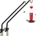 Kingsyard 2 Pack Heavy Duty Deck Hook, 27"-39" Adjustable Metal Deck Railing Hooks for Hanging Bird Feeders, Planters, Suet Baskets, Lanterns, Wind Chimes, Clamp Mounted