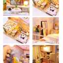 DIY Miniature House Kit: Sweet Time House, Parent-Child Craft Fun, Shelf Display with Details (Warm Pink,Filled with The Happyness of Life)